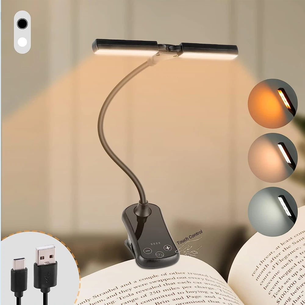 Lampe de lecture idéale pour la lecture ou le bureau, 3 couleurs, 8 niveaux de luminosité.
