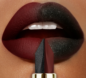 Rouge à lèvres bicolore sexy rouge et noir, brillant et mat, antiadhésif