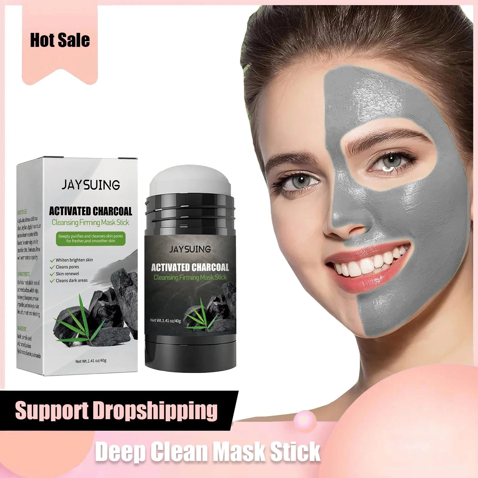 Masque dissolvant de points noirs, nettoyeur de peau au charbon de bois, contrôle de l'huile, anti-ac-ne, pores, rétrécissement, supporter fiant, argile, livres profonds, anciers de masque solide