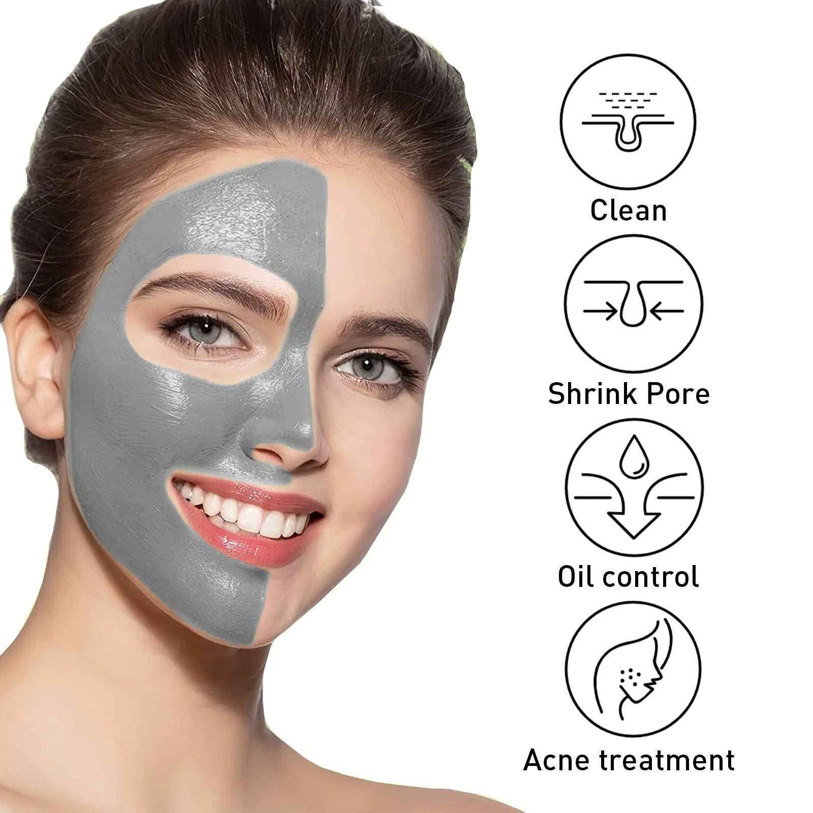 Masque dissolvant de points noirs, nettoyeur de peau au charbon de bois, contrôle de l'huile, anti-ac-ne, pores, rétrécissement, supporter fiant, argile, livres profonds, anciers de masque solide
