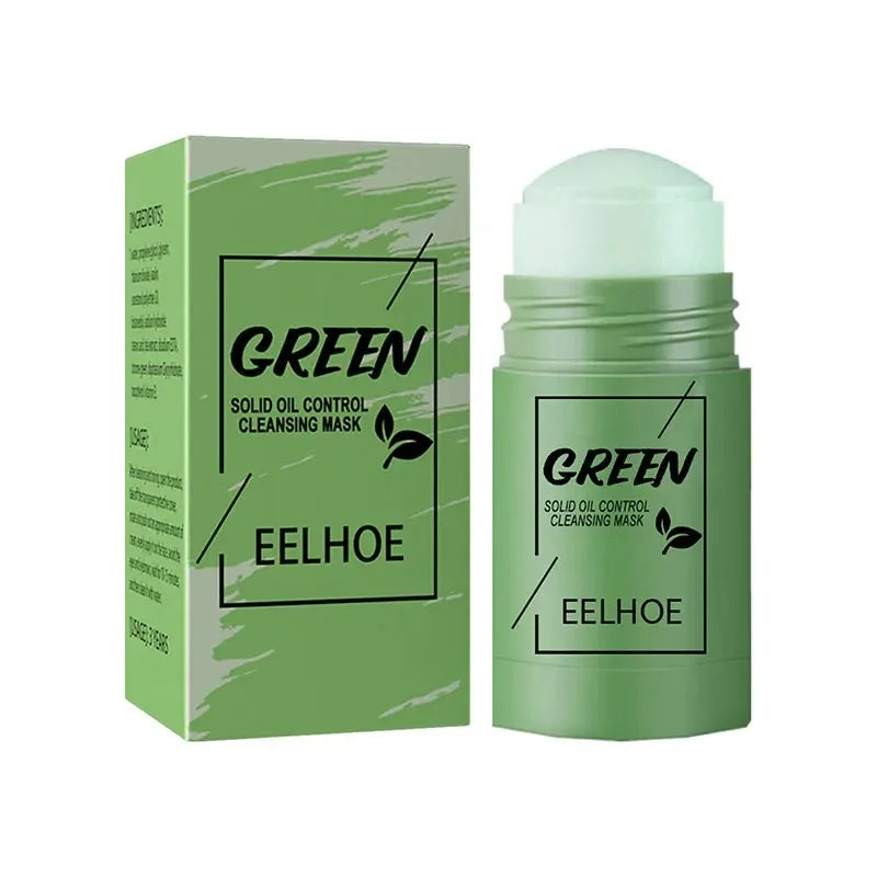 Masque facial solide nettoyant au thé vert, bâton nettoie les Pores, élimine l'acné, points noirs, contrôle de l'huile, éclaircit, hydratant, beauté, ensemble pour la peau