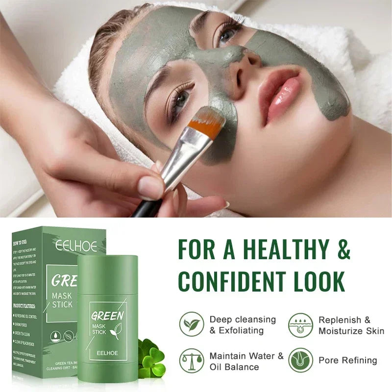 Masque propre au thé vert, bâton de traitement de l'acné, crème dissolvant de points noirs, nettoyage en profondeur des pores, éclaircissant, purifiant, masque de boue en argile Matcha