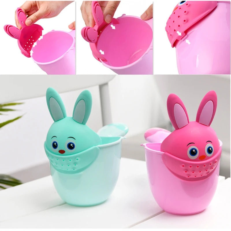 Baignoire pour bébé, tasse de rinçage, dessin animé, douche, lavage pour la tête