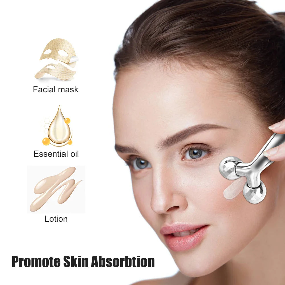 Masseur de visage et de cou à rouleau 3D en forme de Y, rotation à 360 degrés, outils de Massage du corps mince + grattoir Gouache Guasha, Lifting de la peau, dissolvant de rides
