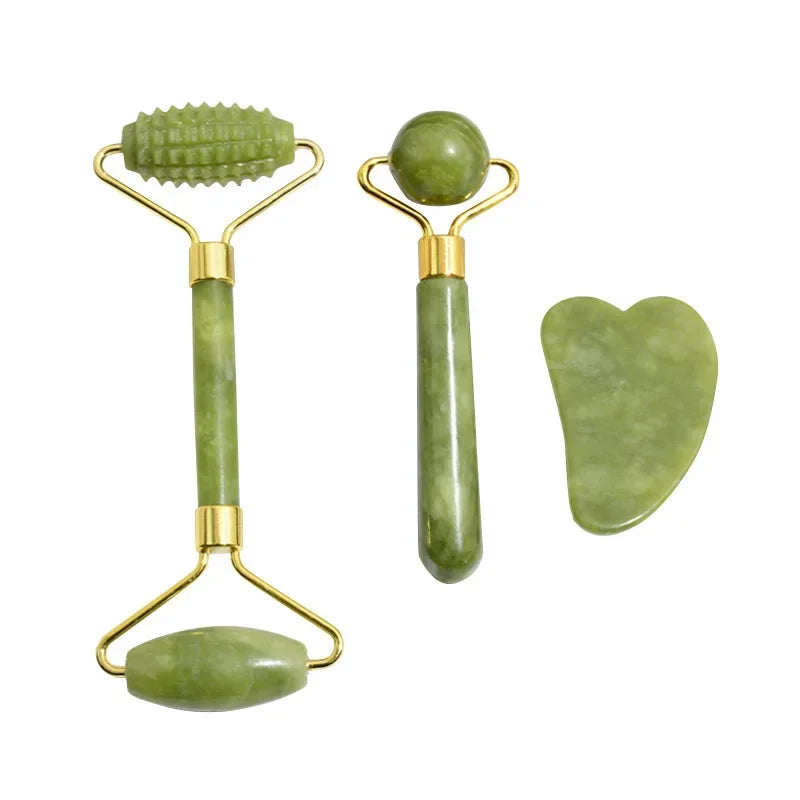 Rouleau de Jade naturel pour le visage Gua Sha, pierre naturelle, masseur de corps et de cou, points d'acupuncture, soins oculaires, Spa, outils de Massage, Lifting du visage
