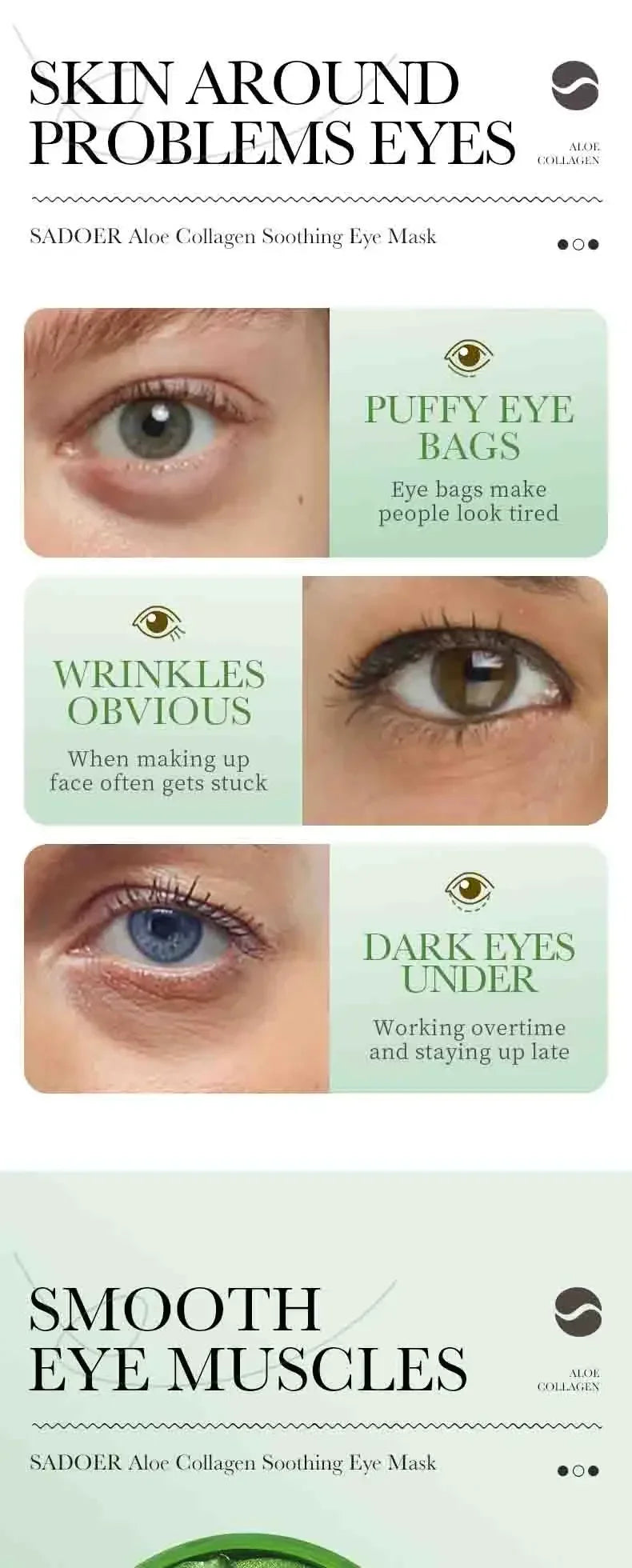 Masque pour les yeux au collagène à l'aloe Vera, 60 pièces, Anti-cernes, sacs pour les yeux, hydratant, raffermissant, acide hyaluronique, patchs pour les yeux, soins de la peau