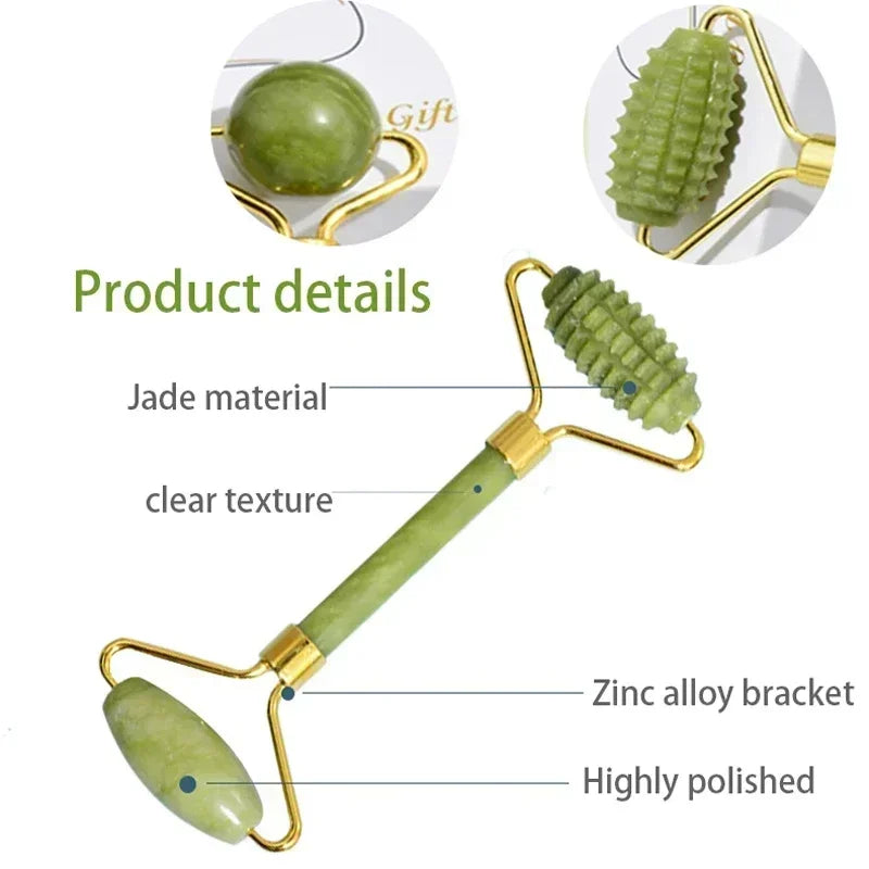 Rouleau de Jade naturel pour le visage Gua Sha, pierre naturelle, masseur de corps et de cou, points d'acupuncture, soins oculaires, Spa, outils de Massage, Lifting du visage