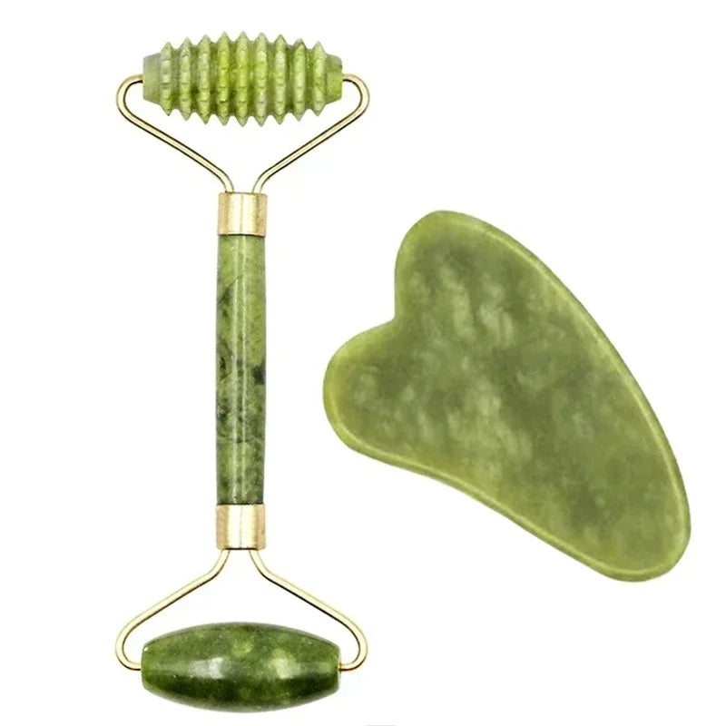 Rouleau de Jade naturel pour le visage Gua Sha, pierre naturelle, masseur de corps et de cou, points d'acupuncture, soins oculaires, Spa, outils de Massage, Lifting du visage
