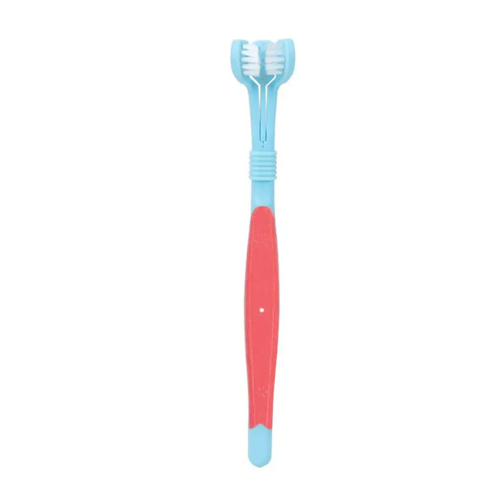 Brosse à dents à trois têtes pour animaux de compagnie, nettoyage buccal