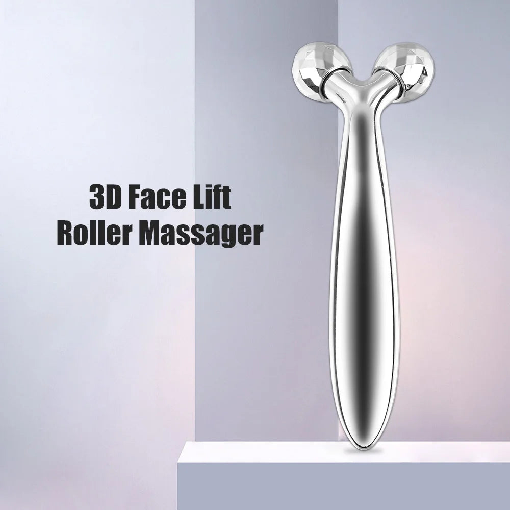 Masseur de visage et de cou à rouleau 3D en forme de Y, rotation à 360 degrés, outils de Massage du corps mince + grattoir Gouache Guasha, Lifting de la peau, dissolvant de rides