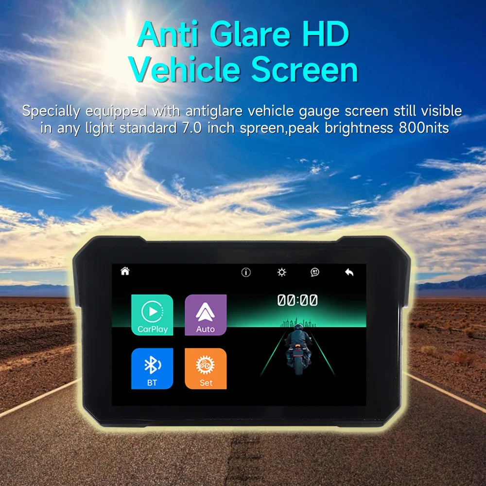 Lecteur multimédia pour moto 5 pouces, navigation GPS sans fil, Carplay, Bluetooth
