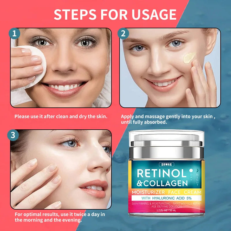 Rétinol Anti-âge crème pour le visage hydratant dissolvant de rides collagène acide hyaluronique crèmes soins de la peau 50ML
