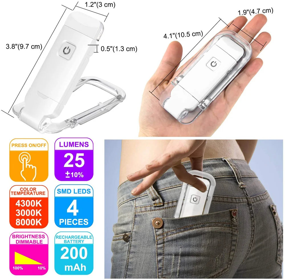 Lampe de lecture rechargeable, clip sur livre