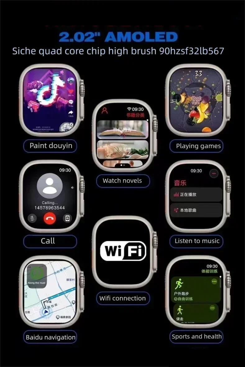 Original HK9 Ultra2 Max Smart Watch Men AMOLED Screen ChatGPT NFC BT Call 2GB ROM Watches GPS PK HK8 HK9 Pro Max Smartwatch Men