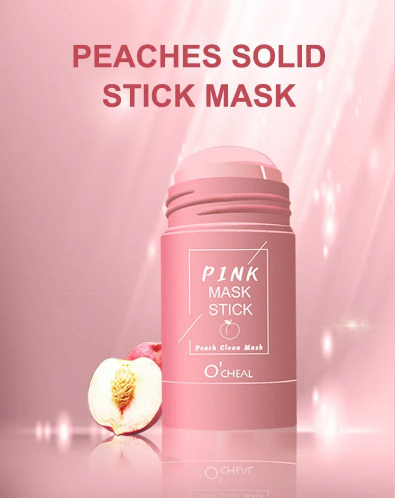 Masque facial solide bâton thé vert miel pêche nettoyage des pores hydratant Long charbon d'aubergine Film de boue