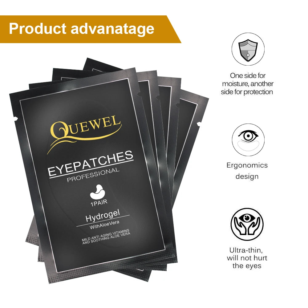 Quewel-Coussinets sous les yeux pour extension de cils, patchs en hydrogel, 50 paires