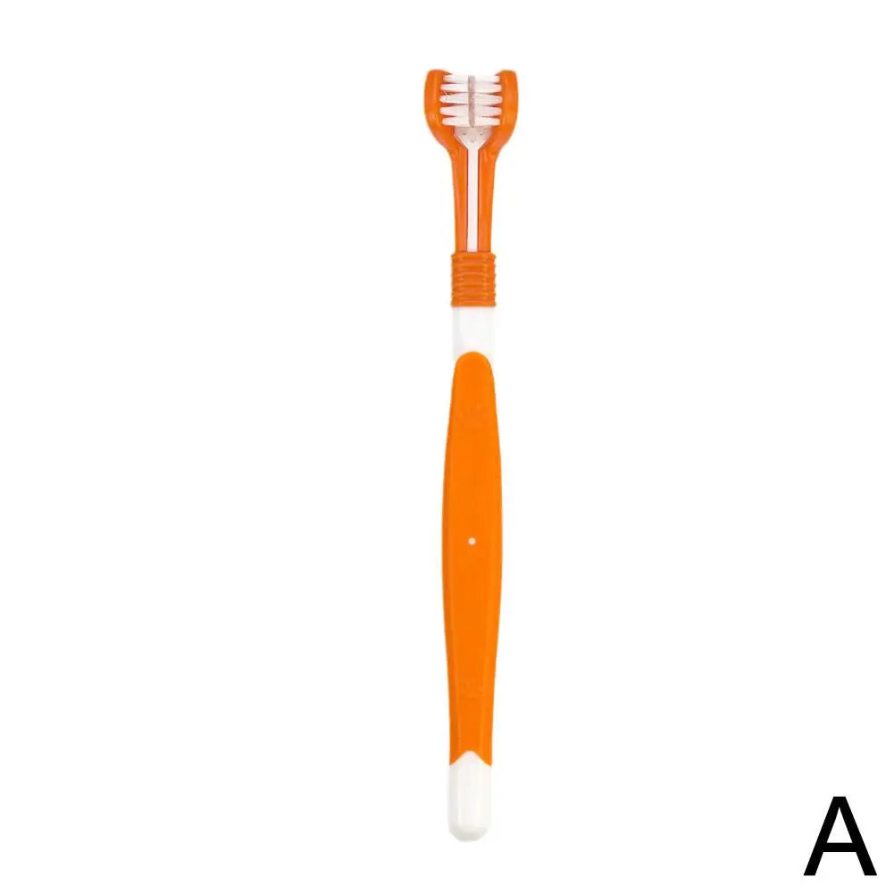 Brosse à dents à trois têtes pour animaux de compagnie, nettoyage buccal