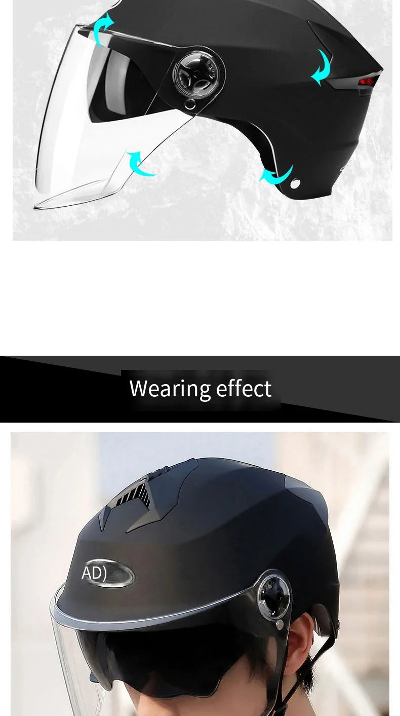 Casques de moto avec lumières LED, casque de cyclomoteur
