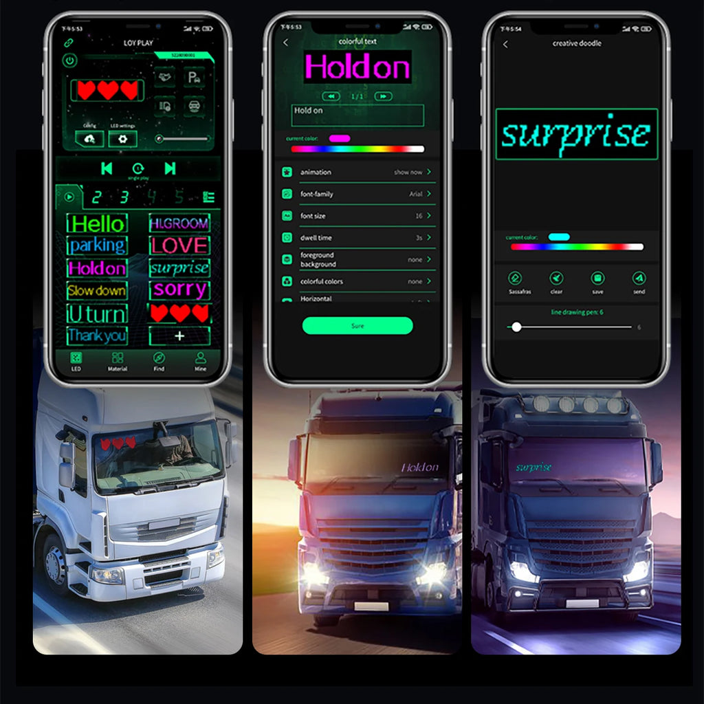 Décoration LED pour pare-brise de camion, lumière clignotante, œil d'ange, lecteur multimédia