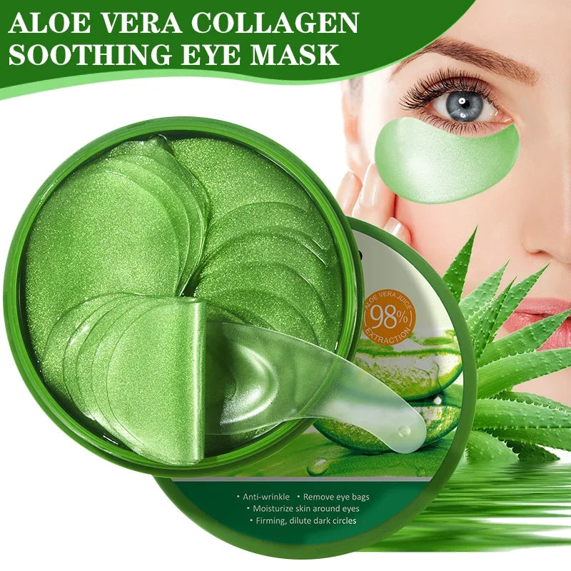 Masque pour les yeux au collagène à l'aloe Vera, 60 pièces, Anti-cernes, sacs pour les yeux, hydratant, raffermissant, acide hyaluronique, patchs pour les yeux, soins de la peau