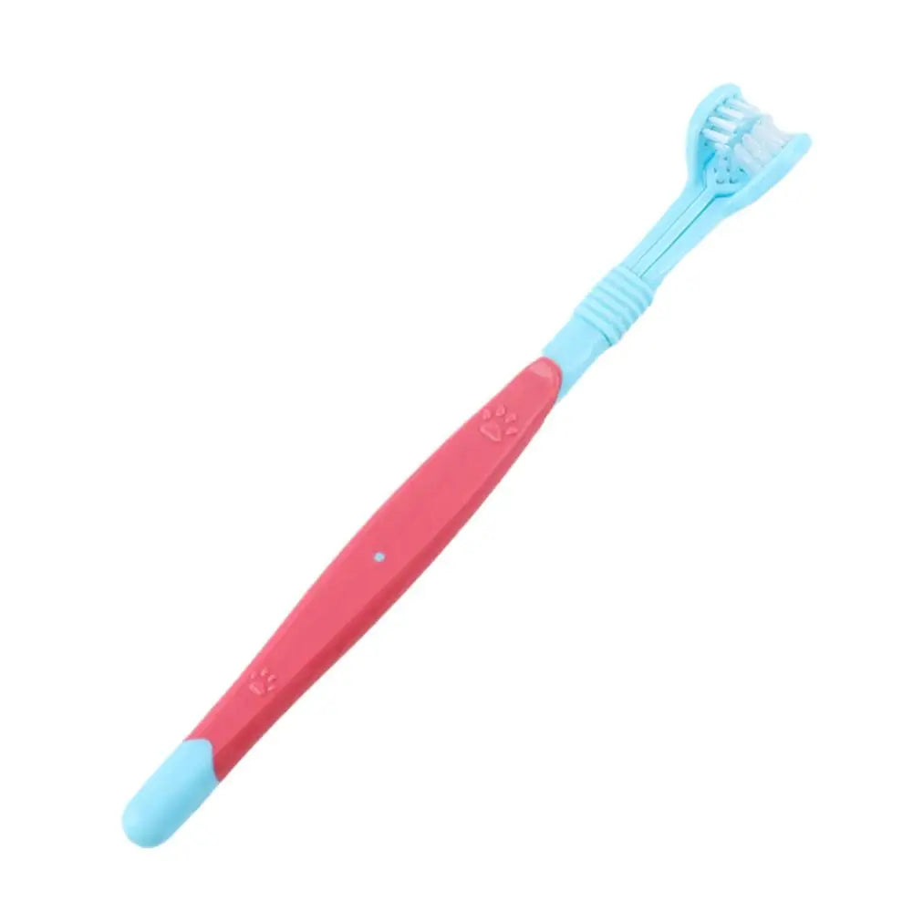 Brosse à dents à trois têtes pour animaux de compagnie, nettoyage buccal