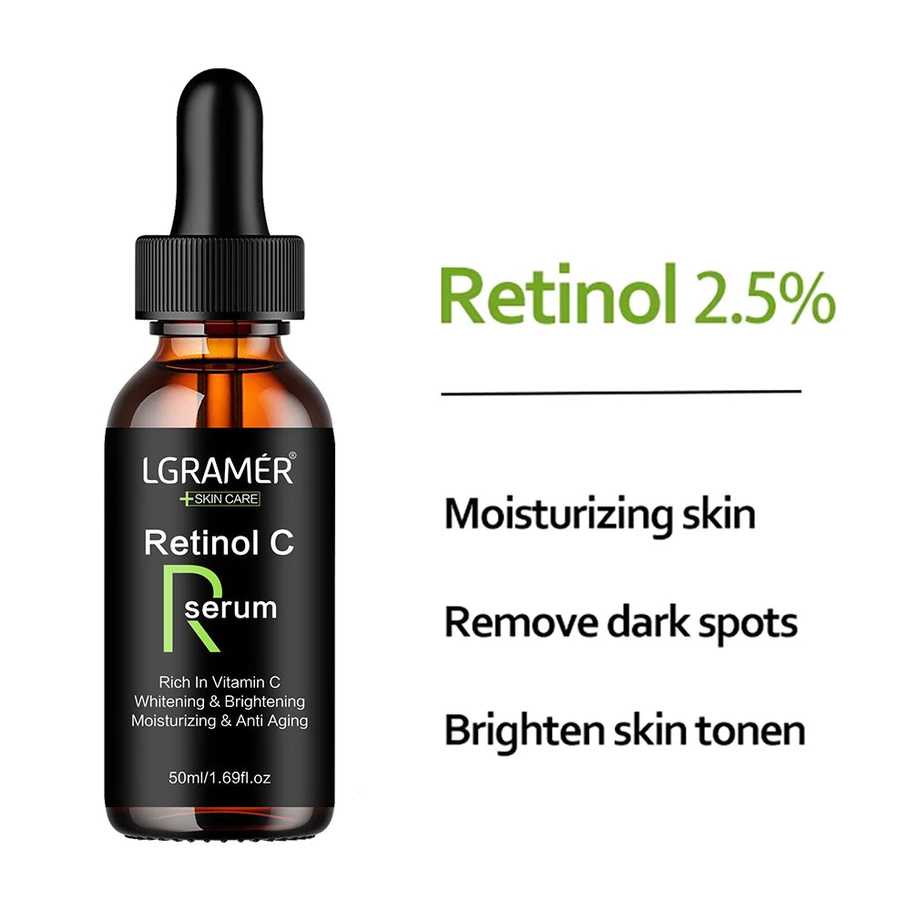 Sérum anti-âge au rétinol, blanchissant, hydratant, élimine les taches pigsens, rétrécit les pores, huile raffermissante pour le visage