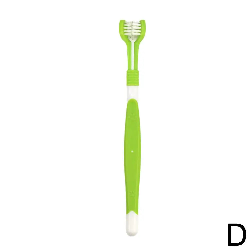 Brosse à dents à trois têtes pour animaux de compagnie, nettoyage buccal