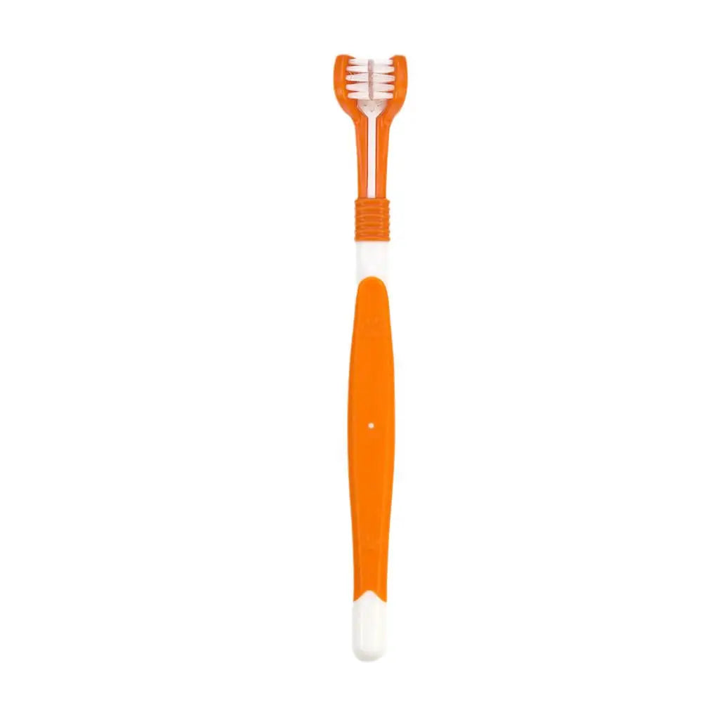 Brosse à dents à trois têtes pour animaux de compagnie, nettoyage buccal