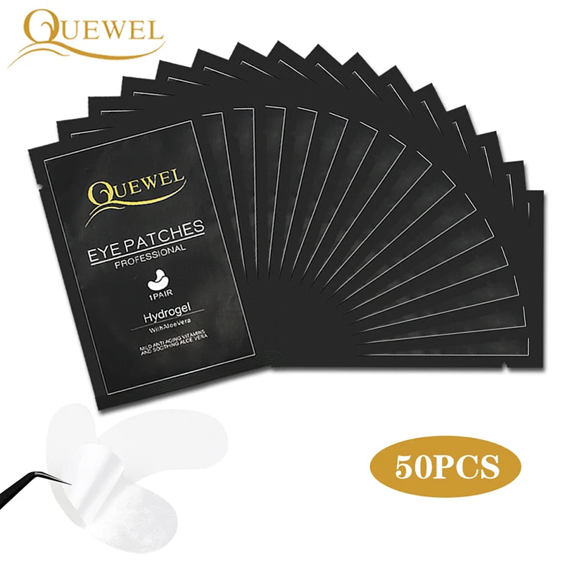 Quewel-Coussinets sous les yeux pour extension de cils, patchs en hydrogel, 50 paires