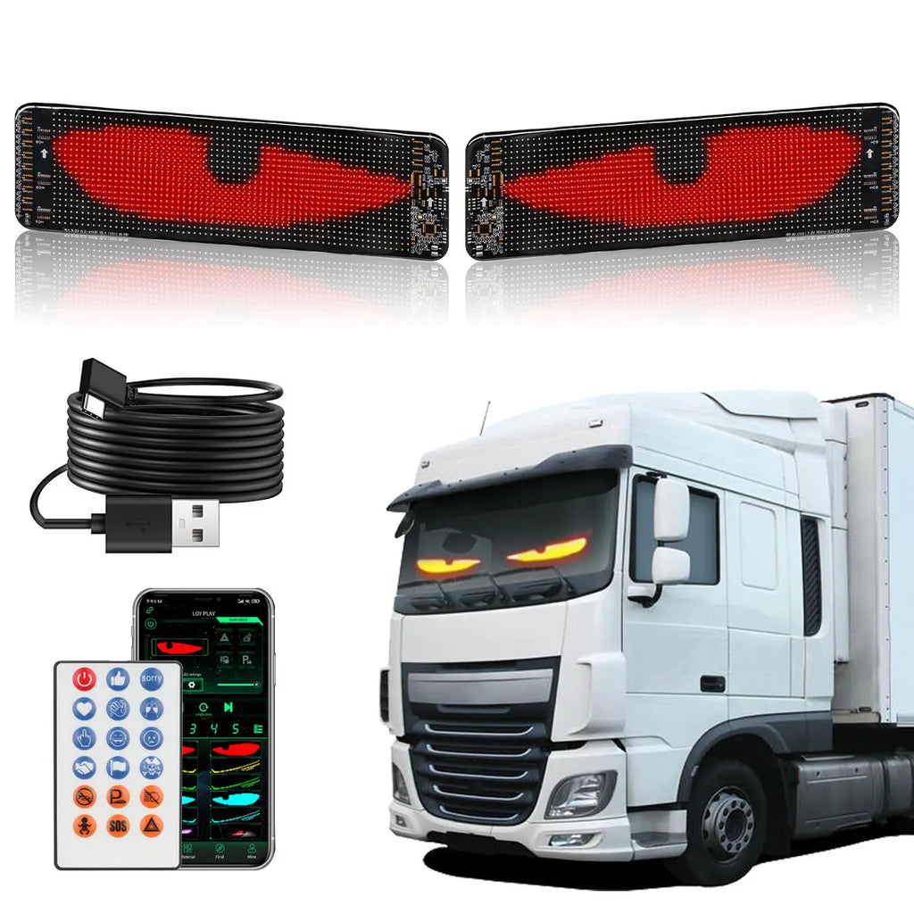 Décoration LED pour pare-brise de camion, lumière clignotante, œil d'ange, lecteur multimédia