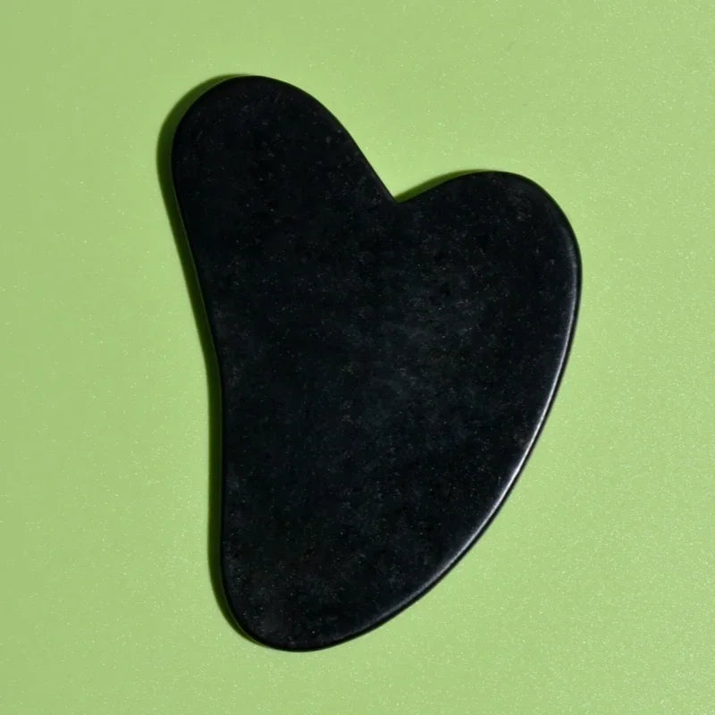 Masseur facial en Jade noir naturel, grattoir guasha, rouleau à double tête, soins de la peau et massage du visage