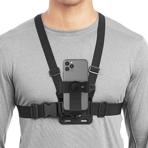 Support de téléphone réglable avec sangle de poitrine pour caméra de sport, support noir