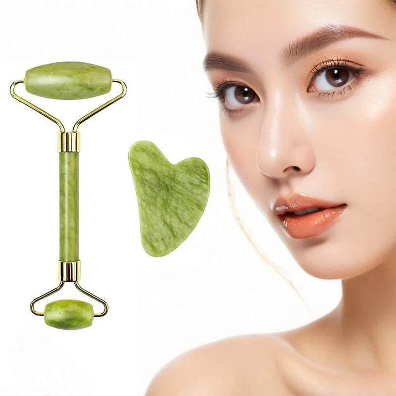 2 pièces Gua Sha pierre naturelle Gowoman Gua Sha pierre faciale Gua Sha rouleau de Visage pour outil de massage du visage grattoir à Gouache LBHL07