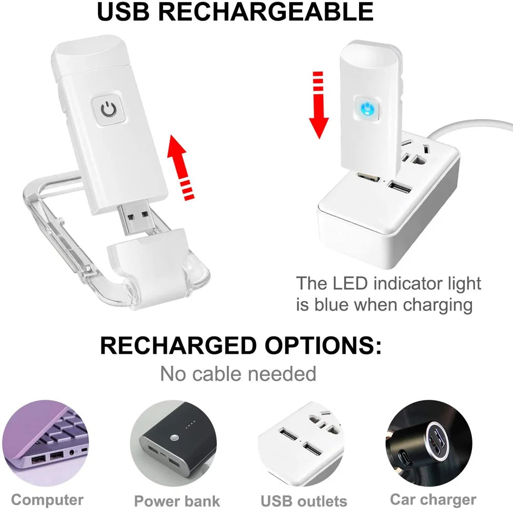 Lampe de lecture rechargeable, clip sur livre
