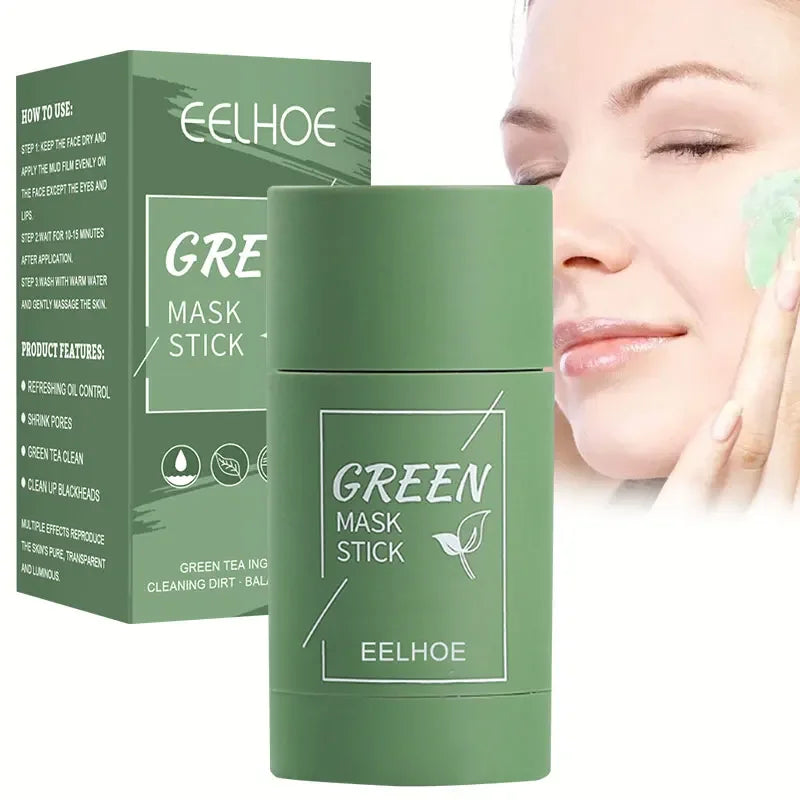 Masque propre au thé vert, bâton de traitement de l'acné, crème dissolvant de points noirs, nettoyage en profondeur des pores, éclaircissant, purifiant, masque de boue en argile Matcha