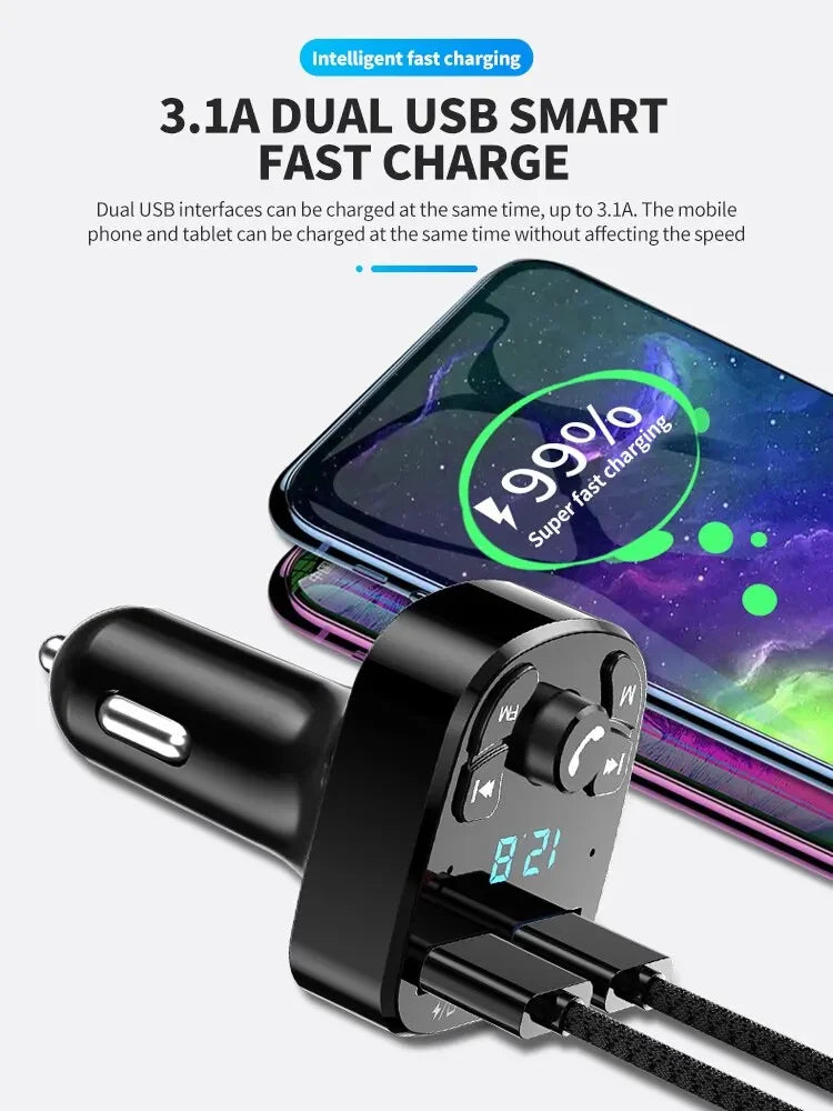 Lecteur MP3 pour voiture, double port USB, chargeur rapide, récepteur FM Bluetooth