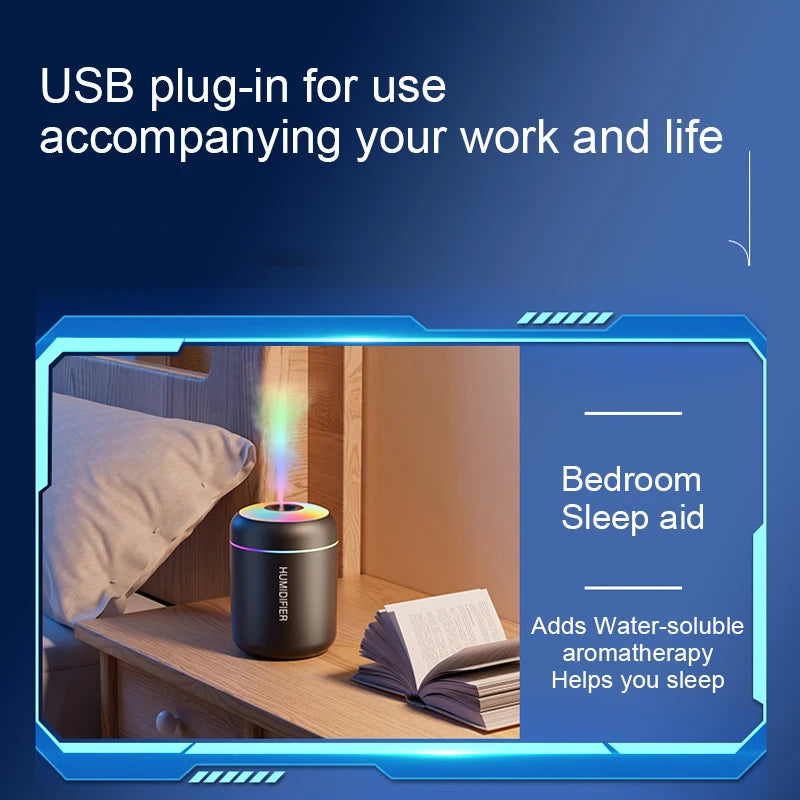Humidificateur d'air, diffuseur d'arômes, purificateur d'huiles essentielles, lumières colorées