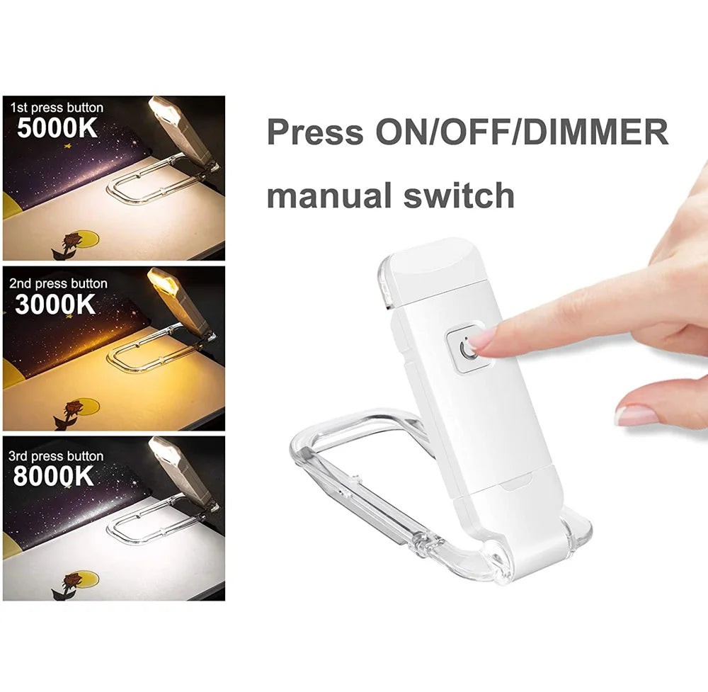 Lampe de lecture rechargeable, clip sur livre