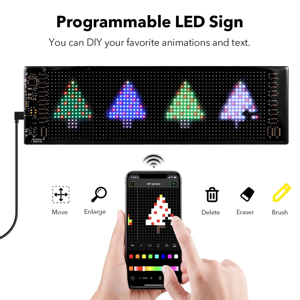 Truck Car Devil Eye LED Sign Car Scrolling Advertising USB 5V Bluetooth App Control Logo Light Custom Text Pattern Animation