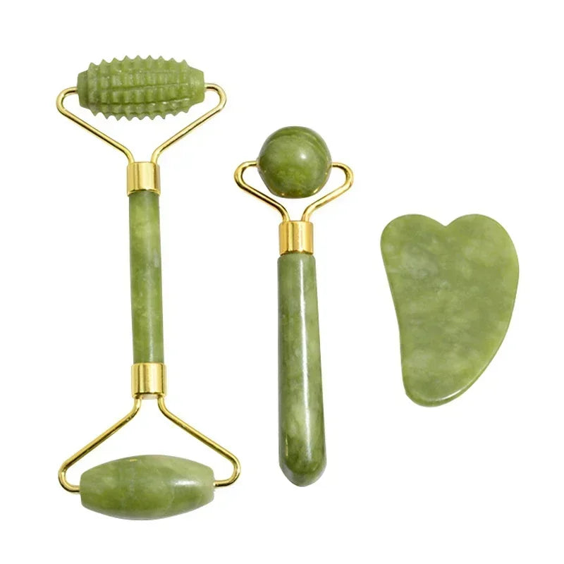 Rouleau de Jade naturel pour le visage Gua Sha, pierre naturelle, masseur de corps et de cou, points d'acupuncture, soins oculaires, Spa, outils de Massage, Lifting du visage