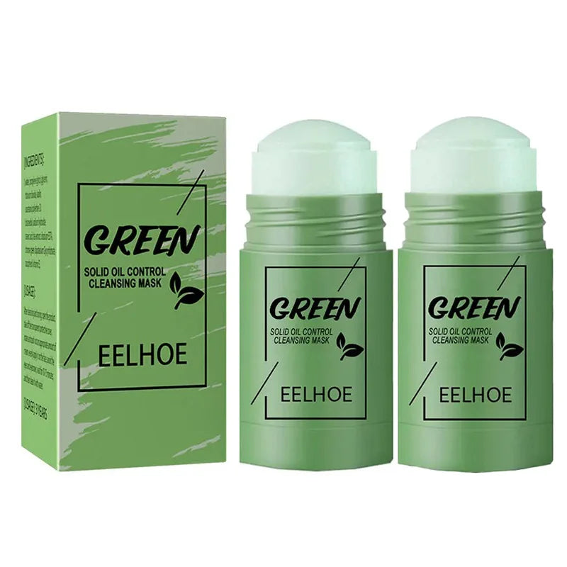 Masque facial solide nettoyant au thé vert, bâton nettoie les Pores, élimine l'acné, points noirs, contrôle de l'huile, éclaircit, hydratant, beauté, ensemble pour la peau