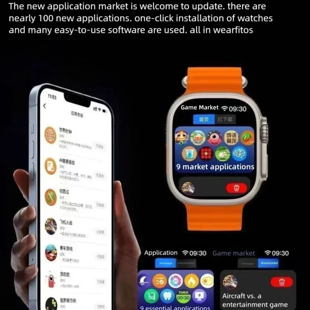 Original HK9 Ultra2 Max Smart Watch Men AMOLED Screen ChatGPT NFC BT Call 2GB ROM Watches GPS PK HK8 HK9 Pro Max Smartwatch Men