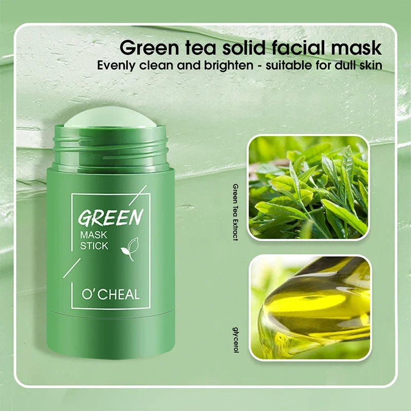 Masque facial solide bâton thé vert miel pêche nettoyage des pores hydratant Long charbon d'aubergine Film de boue