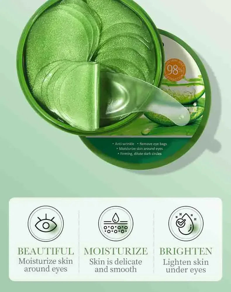 Masque pour les yeux au collagène à l'aloe Vera, 60 pièces, Anti-cernes, sacs pour les yeux, hydratant, raffermissant, acide hyaluronique, patchs pour les yeux, soins de la peau