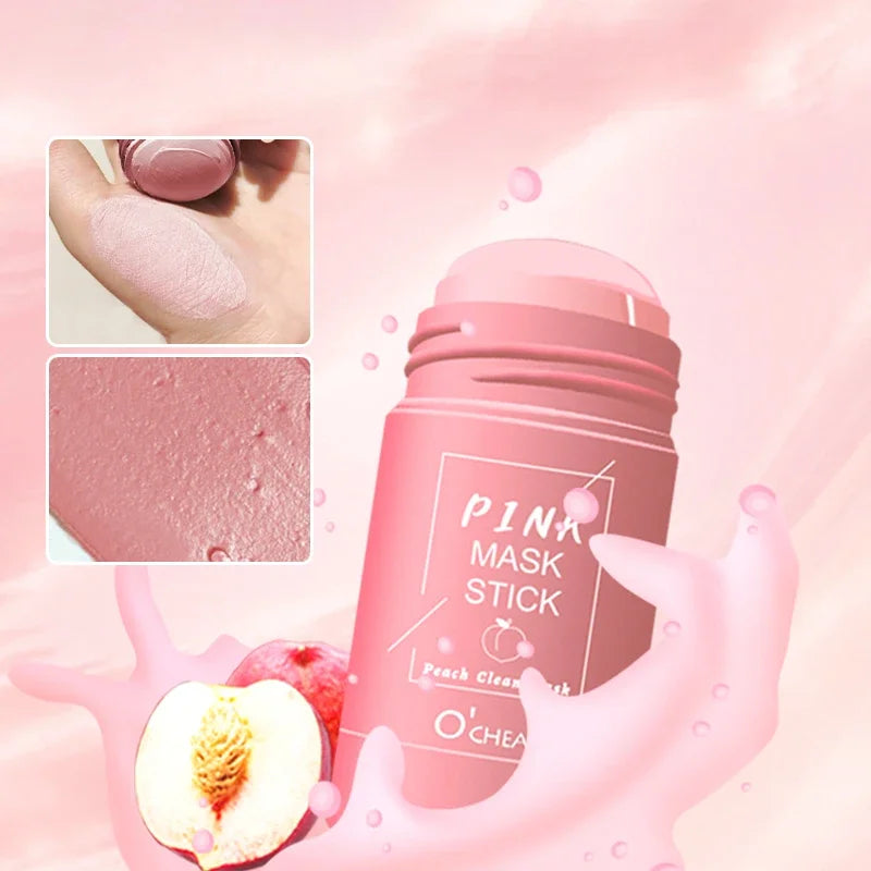 Masque facial solide bâton thé vert miel pêche nettoyage des pores hydratant Long charbon d'aubergine Film de boue