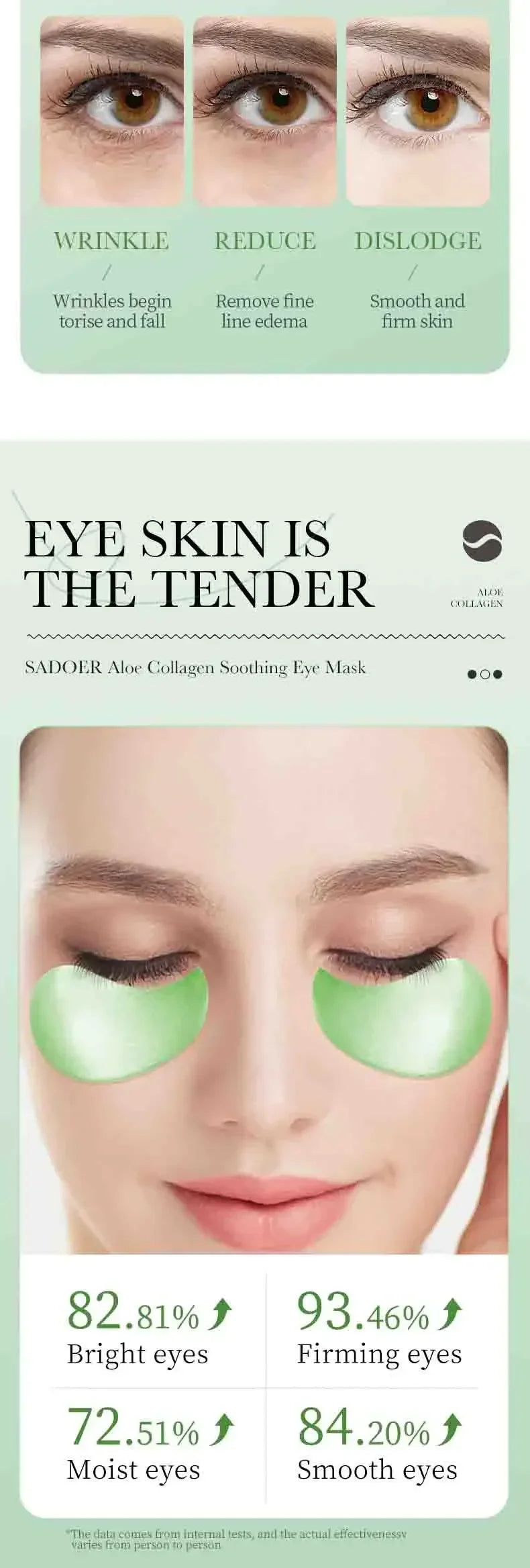 Masque pour les yeux au collagène à l'aloe Vera, 60 pièces, Anti-cernes, sacs pour les yeux, hydratant, raffermissant, acide hyaluronique, patchs pour les yeux, soins de la peau