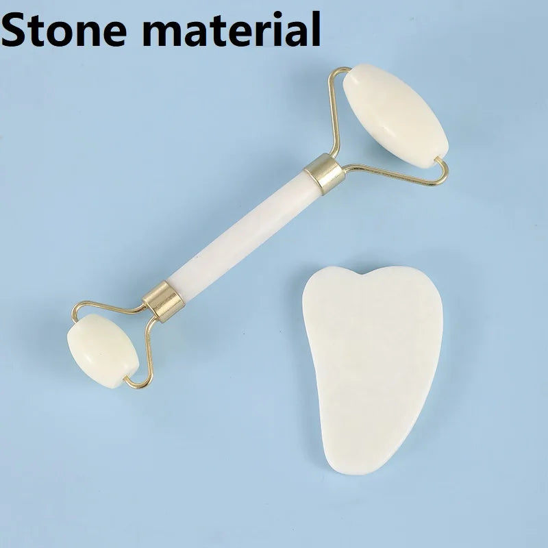 2 pièces Gua Sha pierre naturelle Gowoman Gua Sha pierre faciale Gua Sha rouleau de Visage pour outil de massage du visage grattoir à Gouache LBHL07