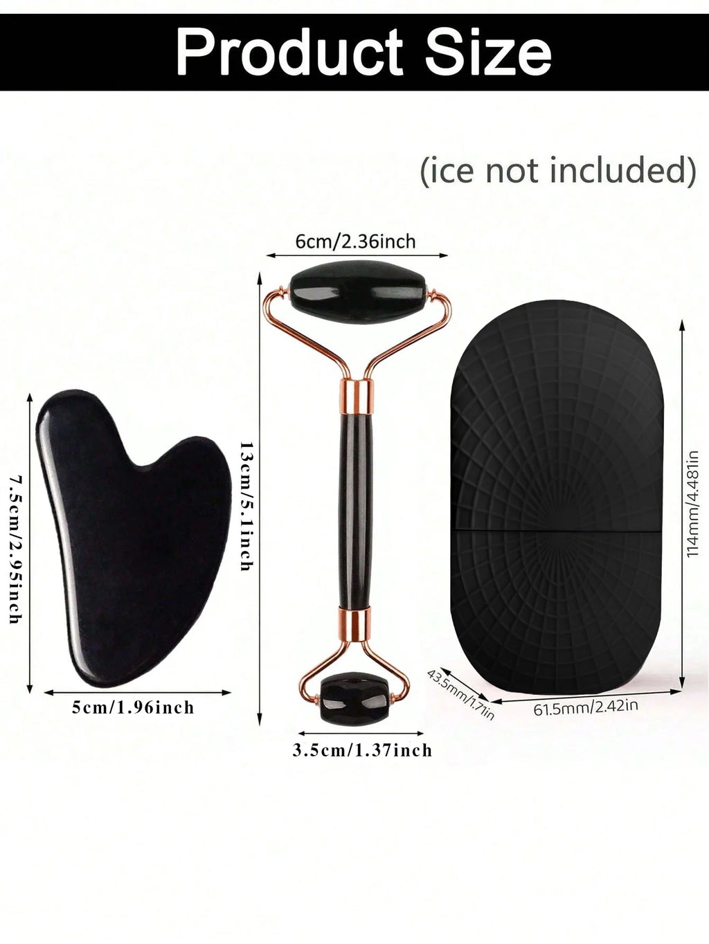 Ensemble de rouleaux de surface de glace - Ensemble de rouleaux de glace pour soins de la peau du visage, outils de massage du visage, rouleau de surface de glace en silicone, planche gua sha.