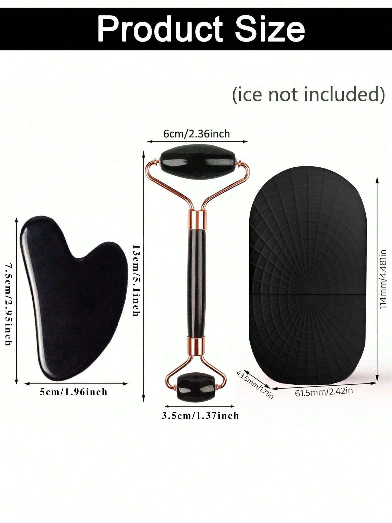 Ensemble de rouleaux de surface de glace - Ensemble de rouleaux de glace pour soins de la peau du visage, outils de massage du visage, rouleau de surface de glace en silicone, planche gua sha.
