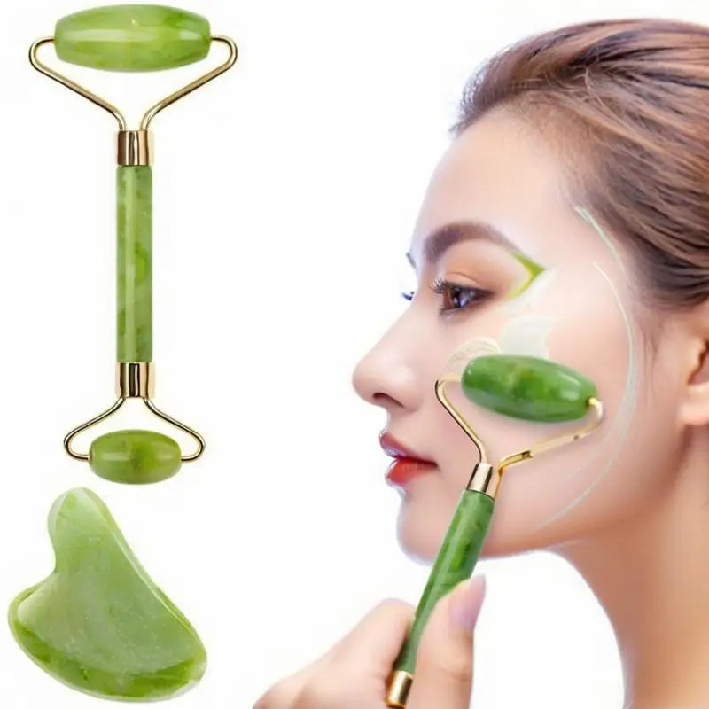 2 pièces Gua Sha pierre naturelle Gowoman Gua Sha pierre faciale Gua Sha rouleau de Visage pour outil de massage du visage grattoir à Gouache LBHL07